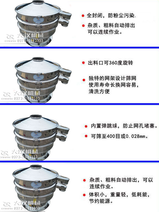 全不銹鋼食品級振動篩特點 全不銹鋼食品級振動篩特點