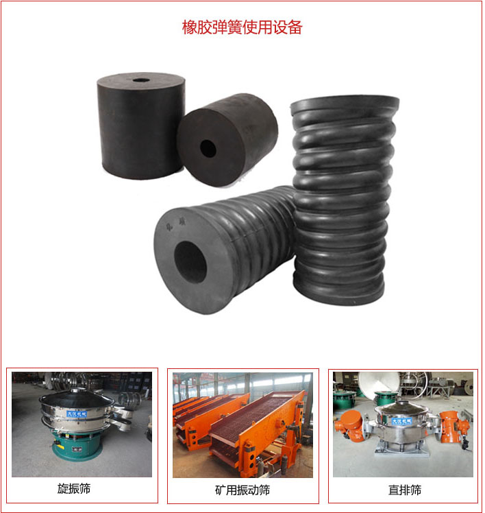 橡膠彈簧適用設備：旋振篩，礦用振動篩，直排篩等